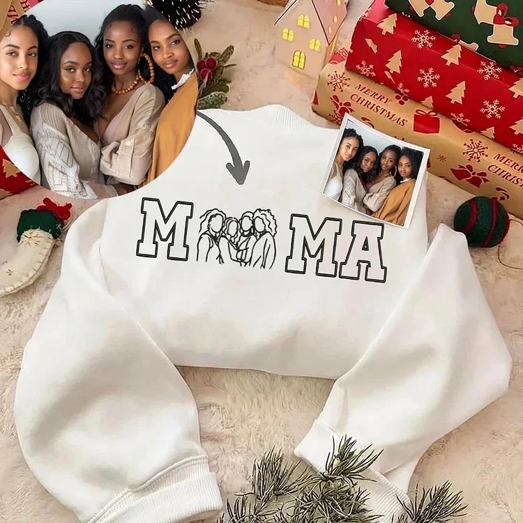 A Lasting Silhouette, Custom Mum Sweatshirt with Portrait Outline & EST Year