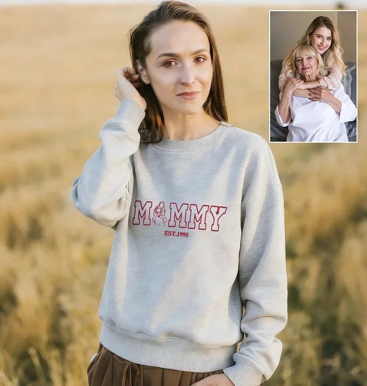 A Lasting Silhouette, Custom Mum Sweatshirt with Portrait Outline & EST Year