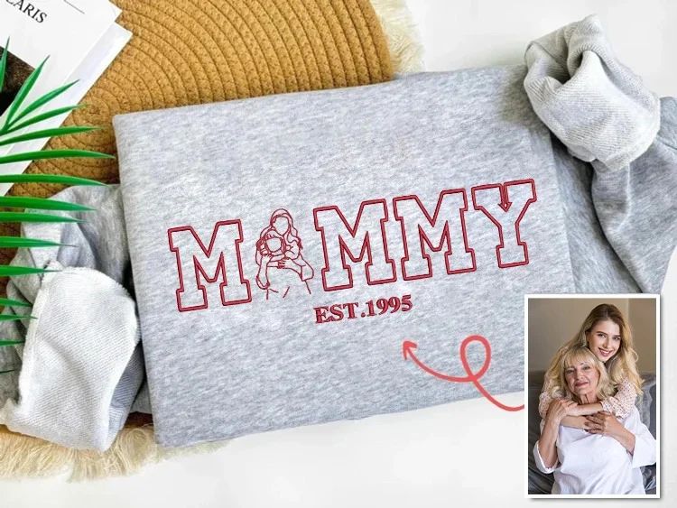 A Lasting Silhouette, Custom Mum Sweatshirt with Portrait Outline & EST Year