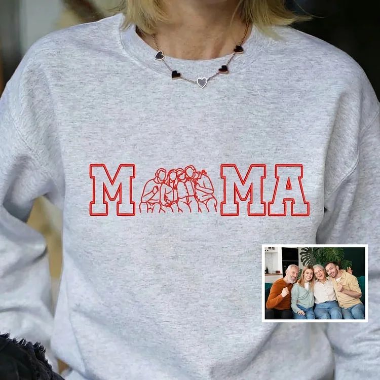 A Lasting Silhouette, Custom Mum Sweatshirt with Portrait Outline & EST Year