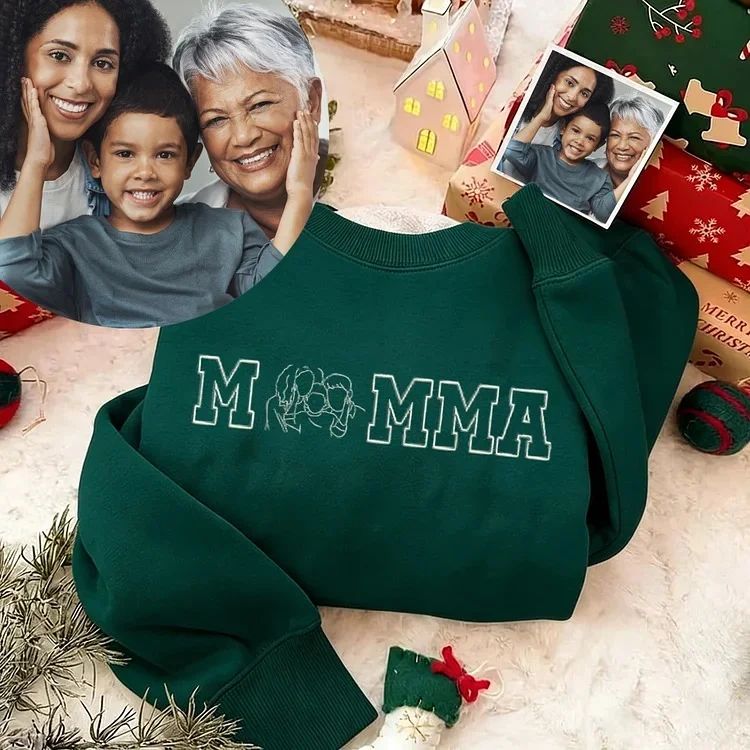 A Lasting Silhouette, Custom Mum Sweatshirt with Portrait Outline & EST Year
