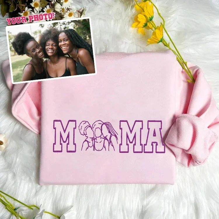 A Lasting Silhouette, Custom Mum Sweatshirt with Portrait Outline & EST Year