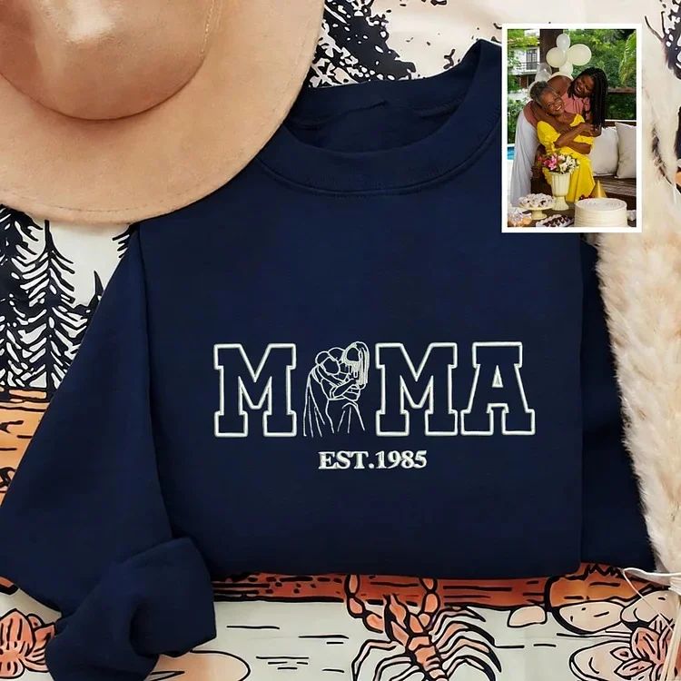 A Lasting Silhouette, Custom Mum Sweatshirt with Portrait Outline & EST Year