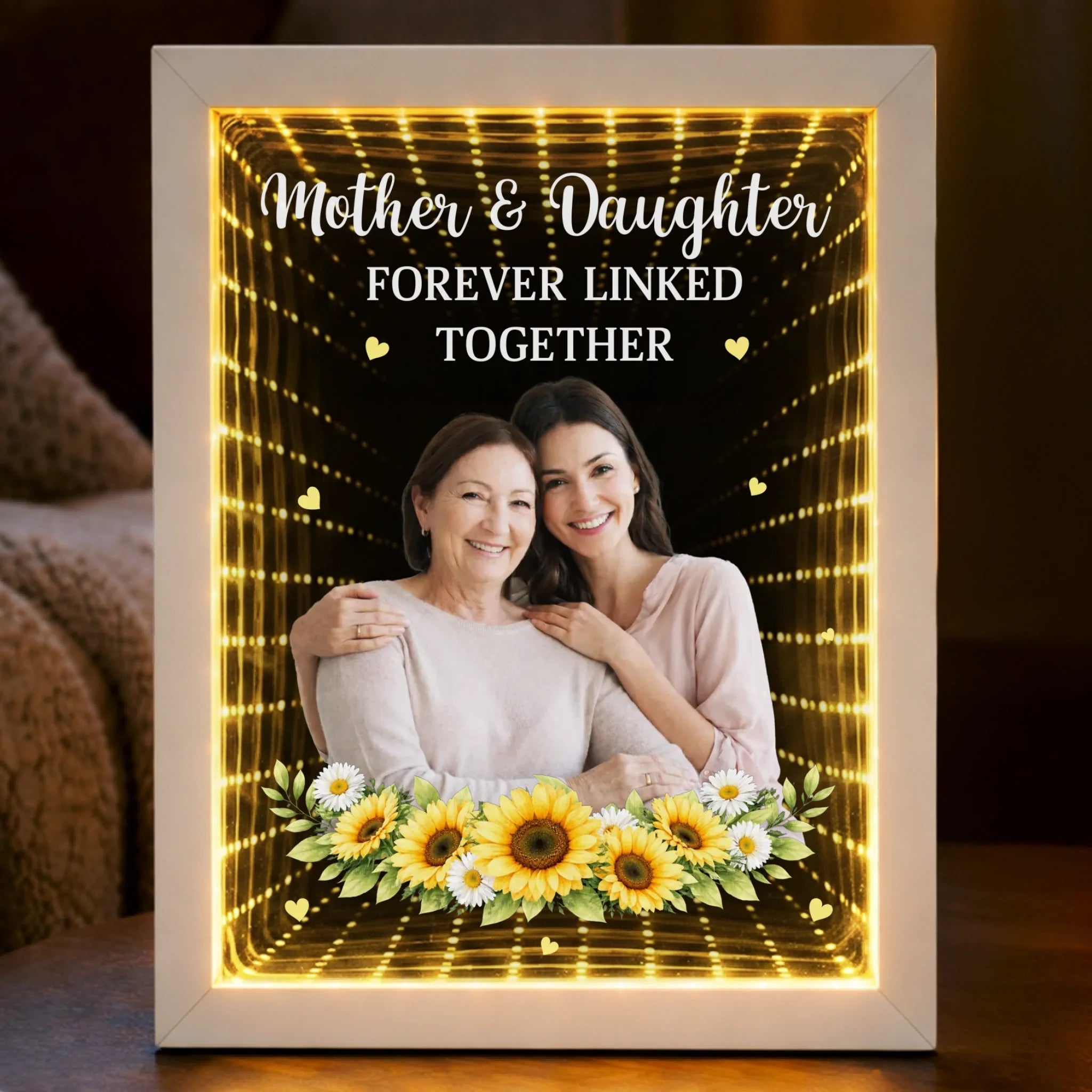 Custom Photo Infinity Mirror Light Box - Personalized Mother's Day Birthday Gifts For Mom - A Bond That Lasts Forever