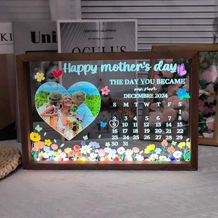 THE DAY YOU BECAME our mom - Personalized LED Frame Box for Mother's Day