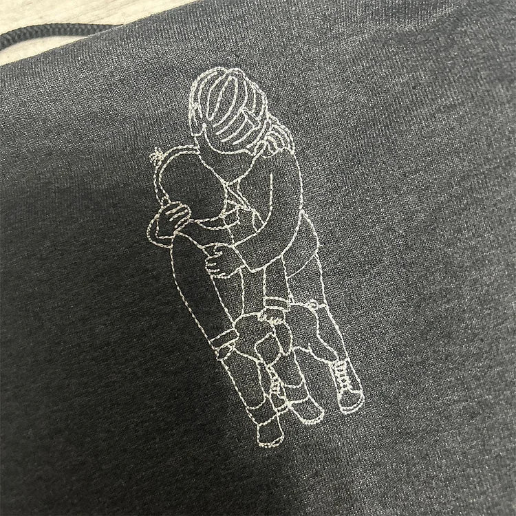 Custom Embroidered Sweatshirts & T-shirt - Personalized Outline Family Portrait From Photo