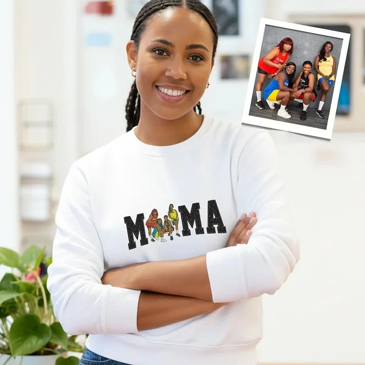 Personalized Embroidered Family Photo Glitter T-shirt&Sweatshirt