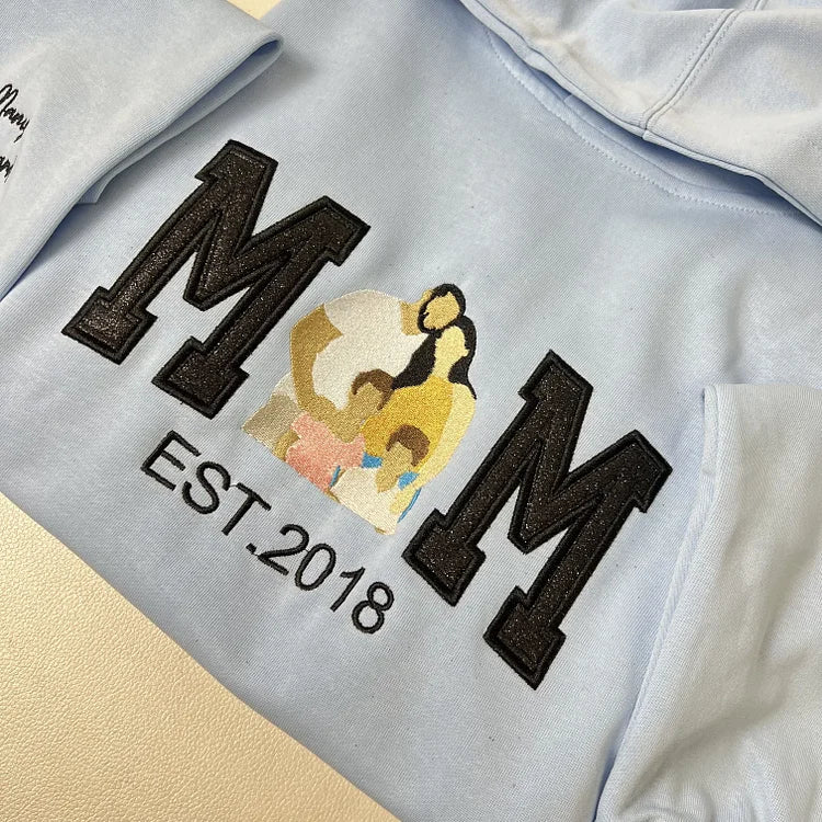 Personalized Embroidered Family Photo Glitter T-shirt&Sweatshirt
