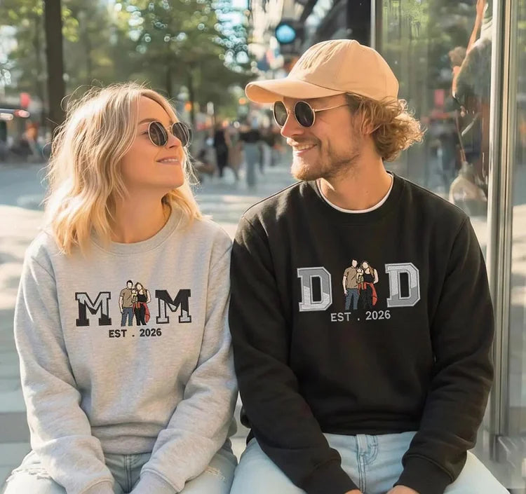 Mum Embroidered Sweatshirt Gift for Women ,Color Block Design for Mom, Mother's Day