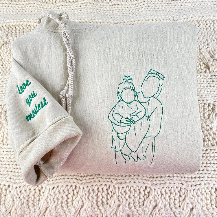 Mom Sweatshirt from Photo ,Custom Embroidered Mama Sweatshirt with Mama Portrait From Photo ,Mom and Son T-Shirt