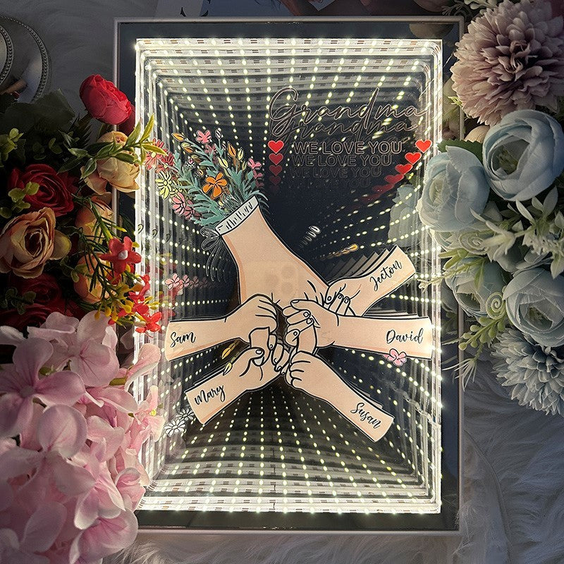 Family Love Blooms Forever - Personalized Mom We Love You Customised Starry Mirror Lightboxes