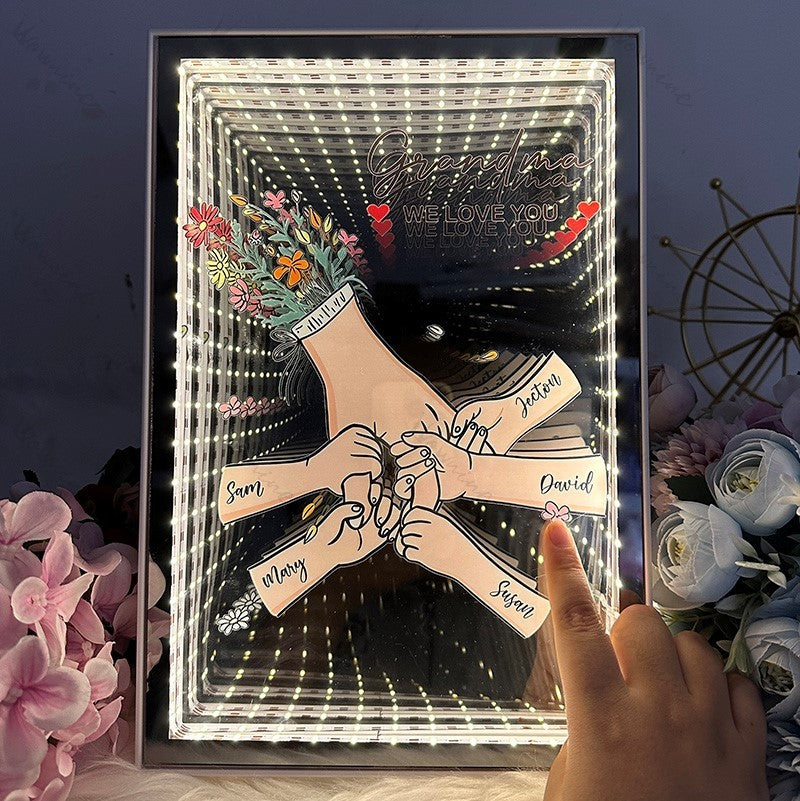 Family Love Blooms Forever - Personalized Mom We Love You Customised Starry Mirror Lightboxes