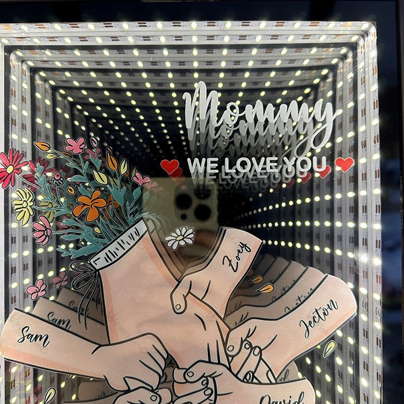 Family Love Blooms Forever - Personalized Mom We Love You Customised Starry Mirror Lightboxes