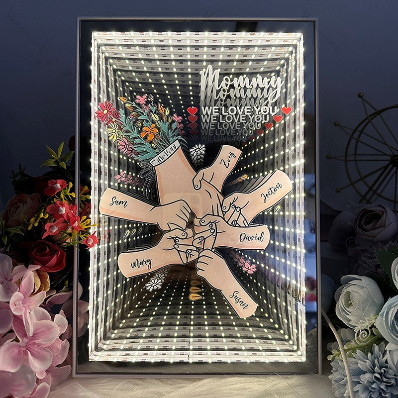 Family Love Blooms Forever - Personalized Mom We Love You Customised Starry Mirror Lightboxes