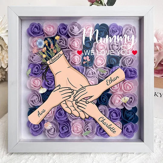 Blooming with Love – Personalised Mom & Grandma Flower Shadow Box with Names