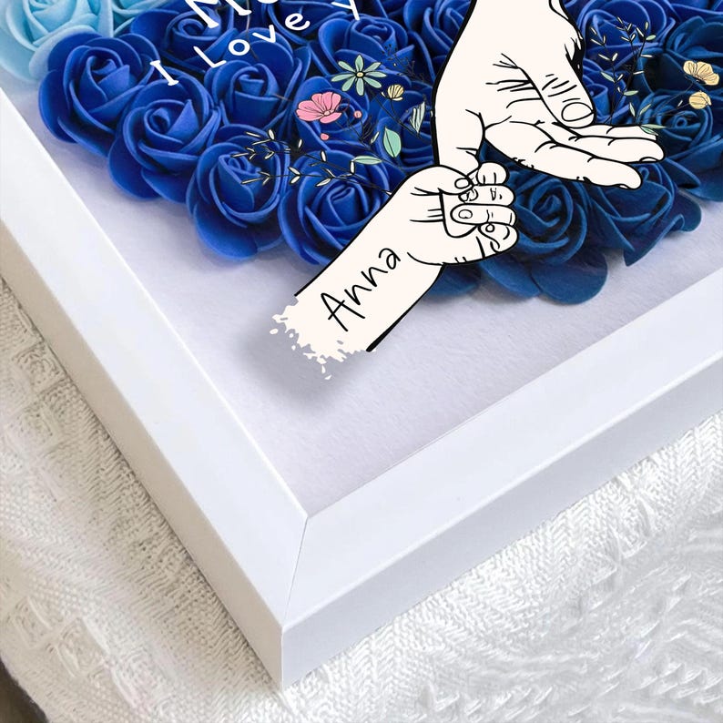 Personalized Mommy Hand Holding Rose Shadow Box – Mother’s Day Gift