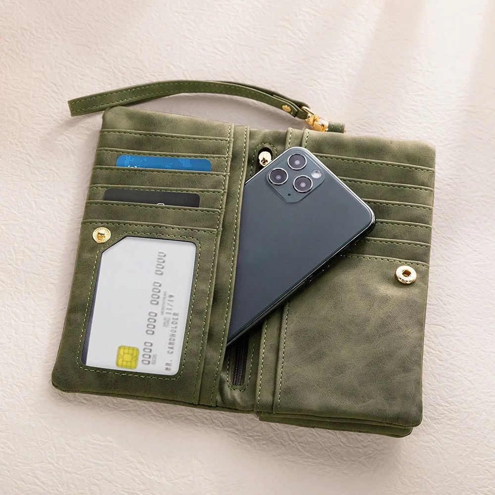 Custom Name Watercolor Birth Flower Tri-Fold Wristlet Wallet & Leather Card Holder — Mother's Day Gift For Mom
