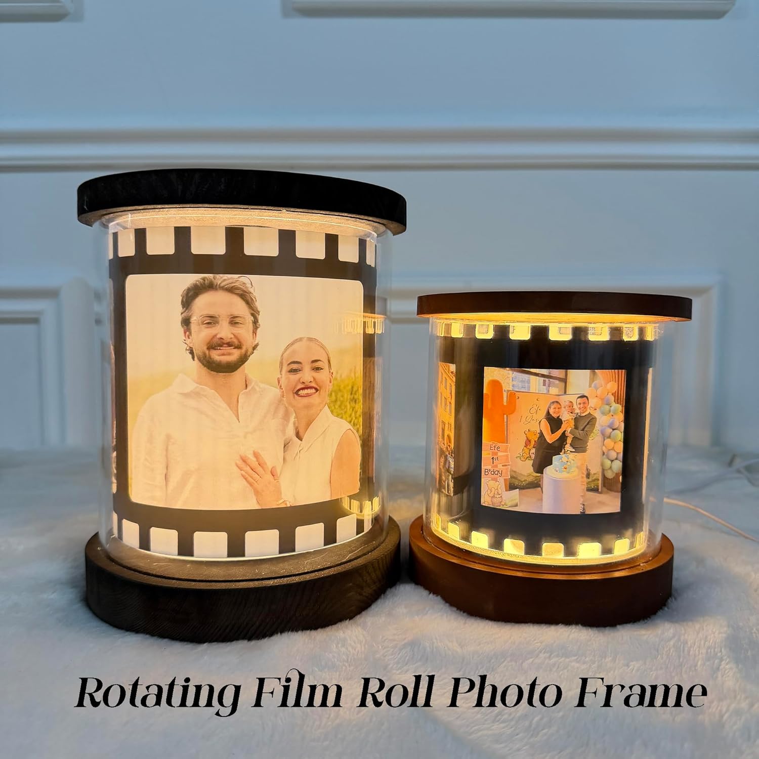 Custom Photo Rotating Frame With Warm Light, Film-Style Night Light With Text & Music – Gift For Couples, Mom, Mother’S Day Keepsake