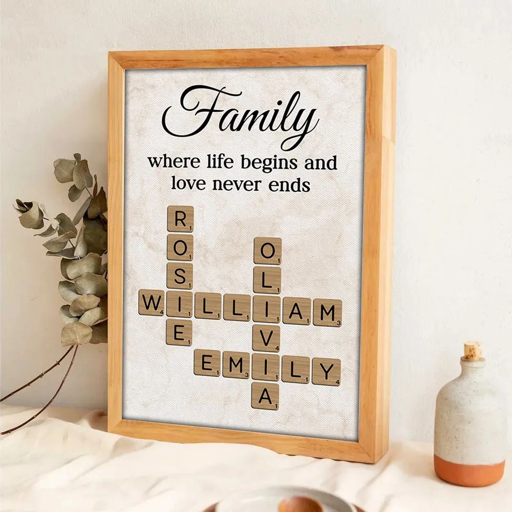 Family Where Life Begins And Love Never Ends Crossword Personalised Poster