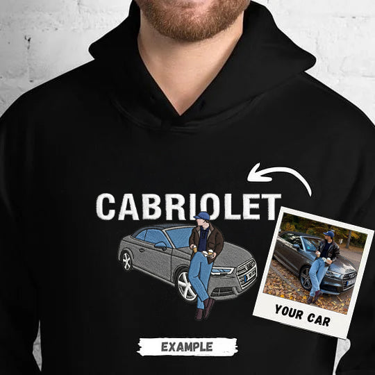 Custom Embroidered Car Hoodie & T-Shirt – Featuring Your Own Car! A Great Gift Idea For Petrolheads, Dads, Or Boyfriends.