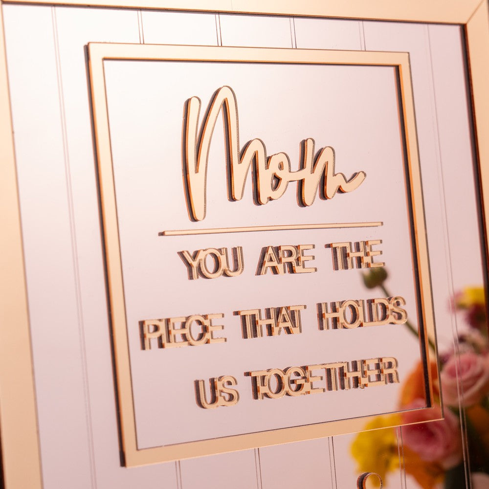 Custom Mom Pink Puzzle Sign Mother's Day Gift from Kids Engraved Sign Piece