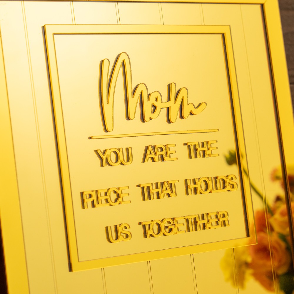 Custom Mom Gold Puzzle Sign Mother's Day Gift from Kids Engraved Sign Piece