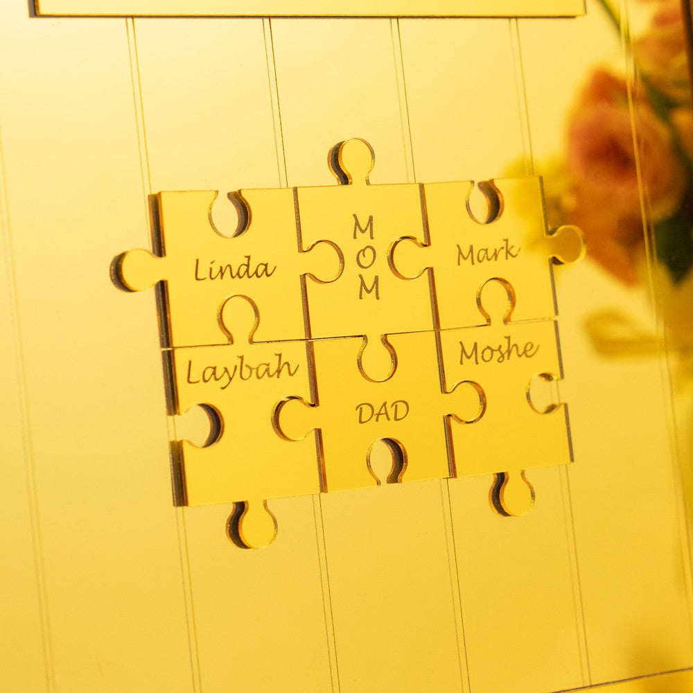Custom Mom Gold Puzzle Sign Mother's Day Gift from Kids Engraved Sign Piece