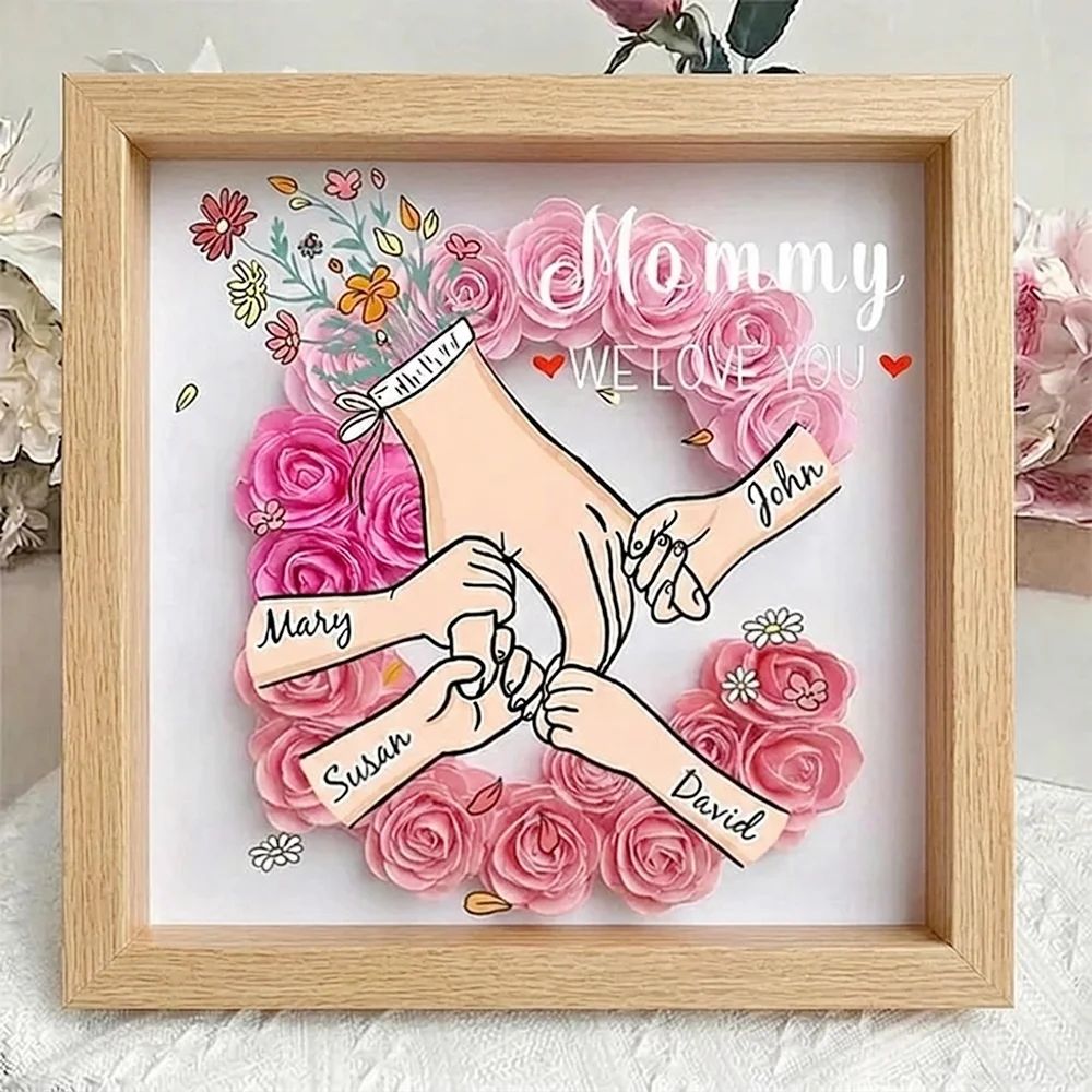 Family Love Blooms Forever – Personalized Flower Letter Shadow Box With Led Light: A Mother's Day Gift For Mom