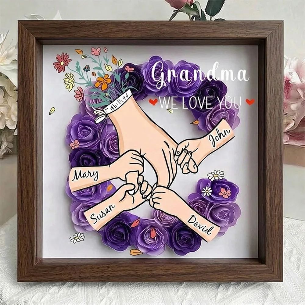 Family Love Blooms Forever – Personalized Flower Letter Shadow Box With Led Light: A Mother's Day Gift For Mom