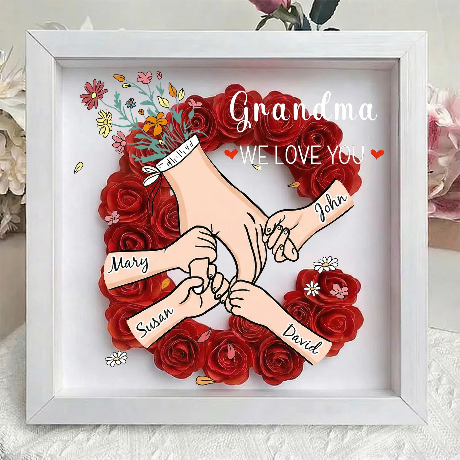 Family Love Blooms Forever – Personalized Flower Letter Shadow Box With Led Light: A Mother's Day Gift For Mom
