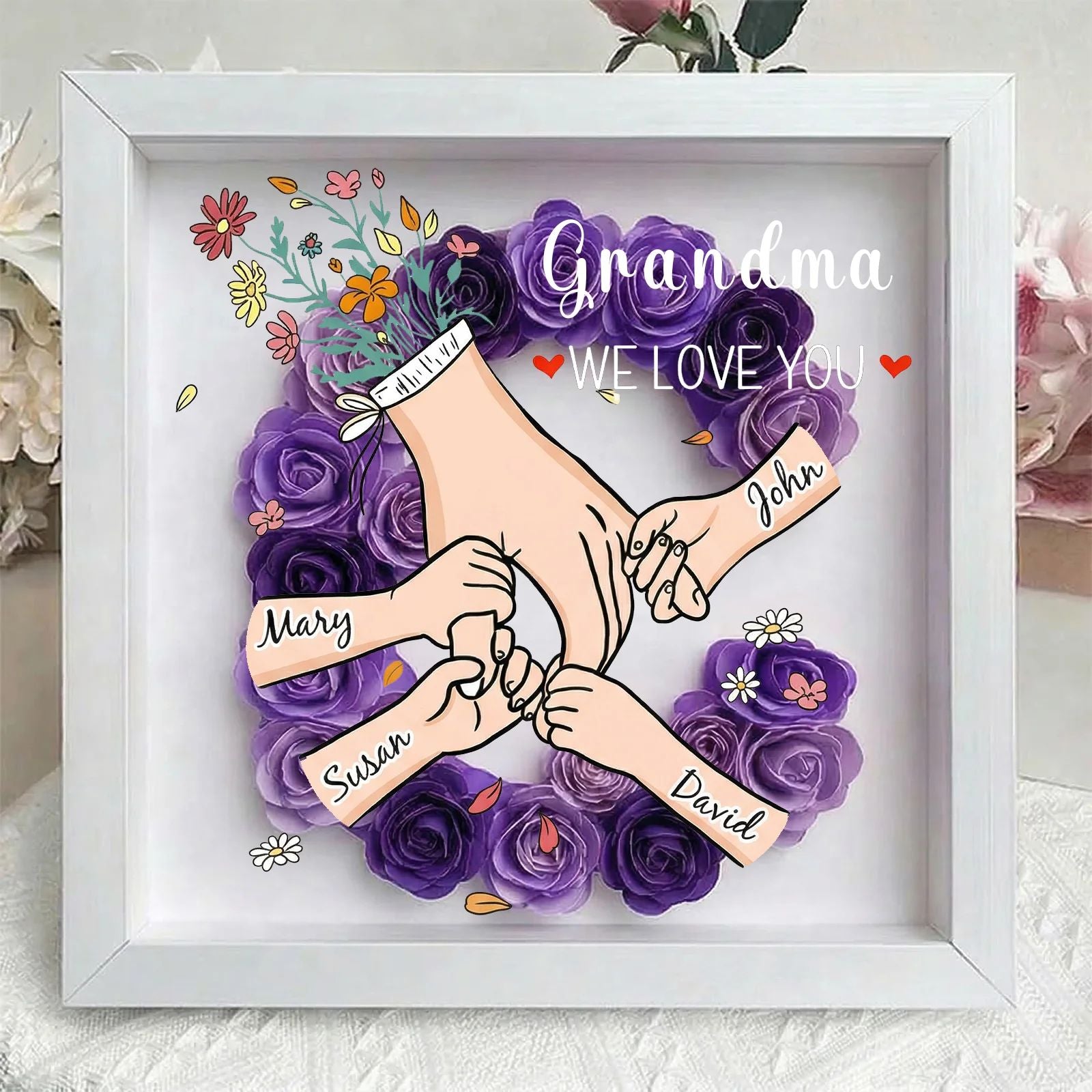 Family Love Blooms Forever – Personalized Flower Letter Shadow Box With Led Light: A Mother's Day Gift For Mom
