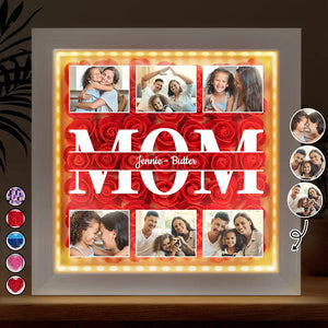 Custom Photo Mom We Love You - Personalized LED Light Flower Shadow Box