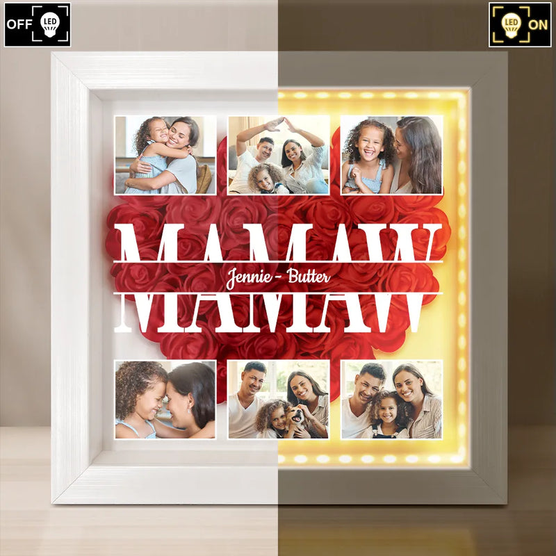 Custom Photo Mom We Love You - Personalized LED Light Flower Shadow Box