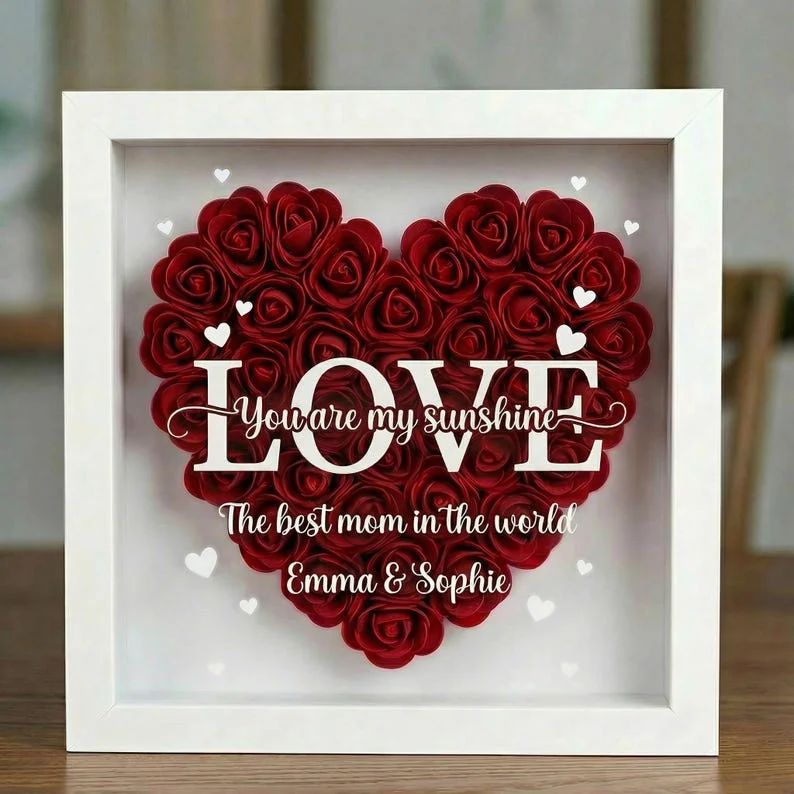 LOVE Best Mom Ever – Personalised Flower Shadow Box with Names