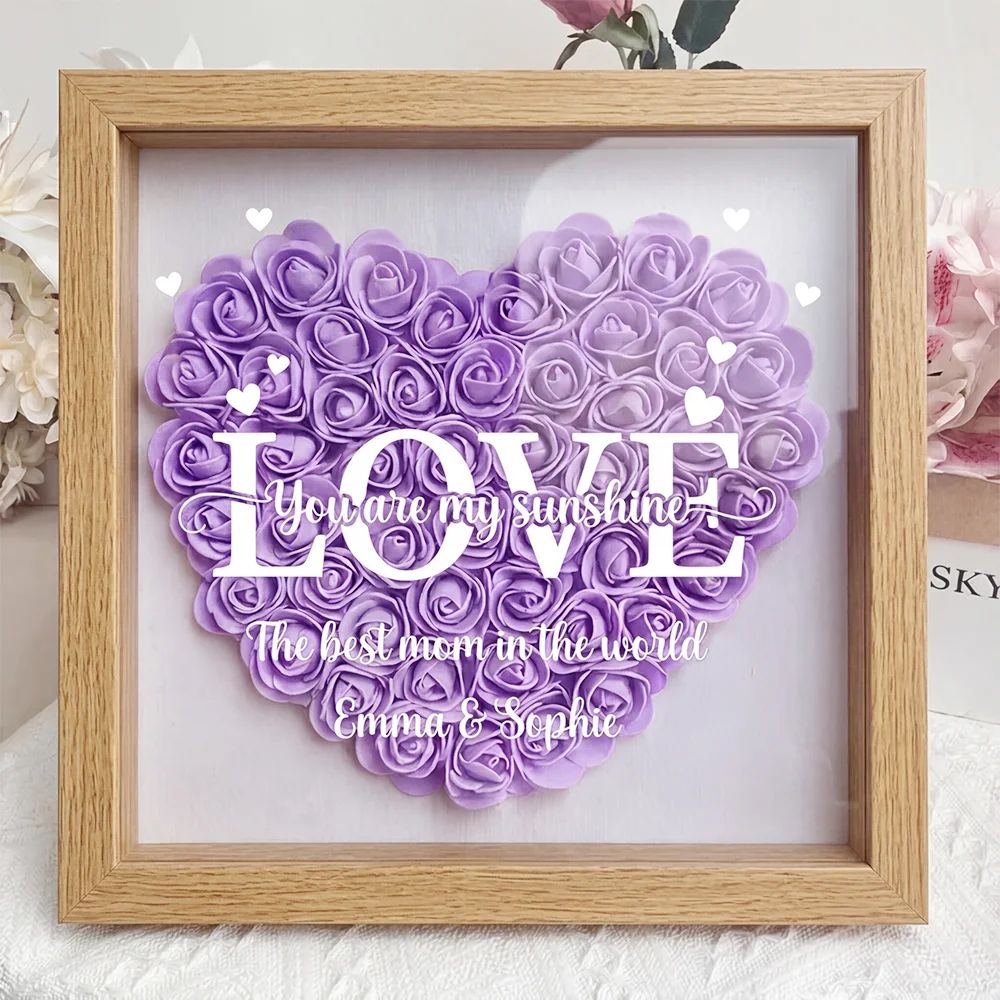 LOVE Best Mom Ever – Personalised Flower Shadow Box with Names