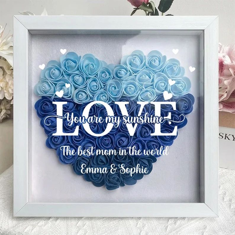 LOVE Best Mom Ever – Personalised Flower Shadow Box with Names