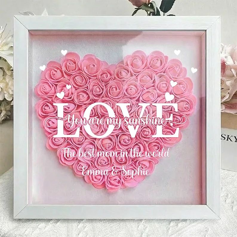 LOVE Best Mom Ever – Personalised Flower Shadow Box with Names