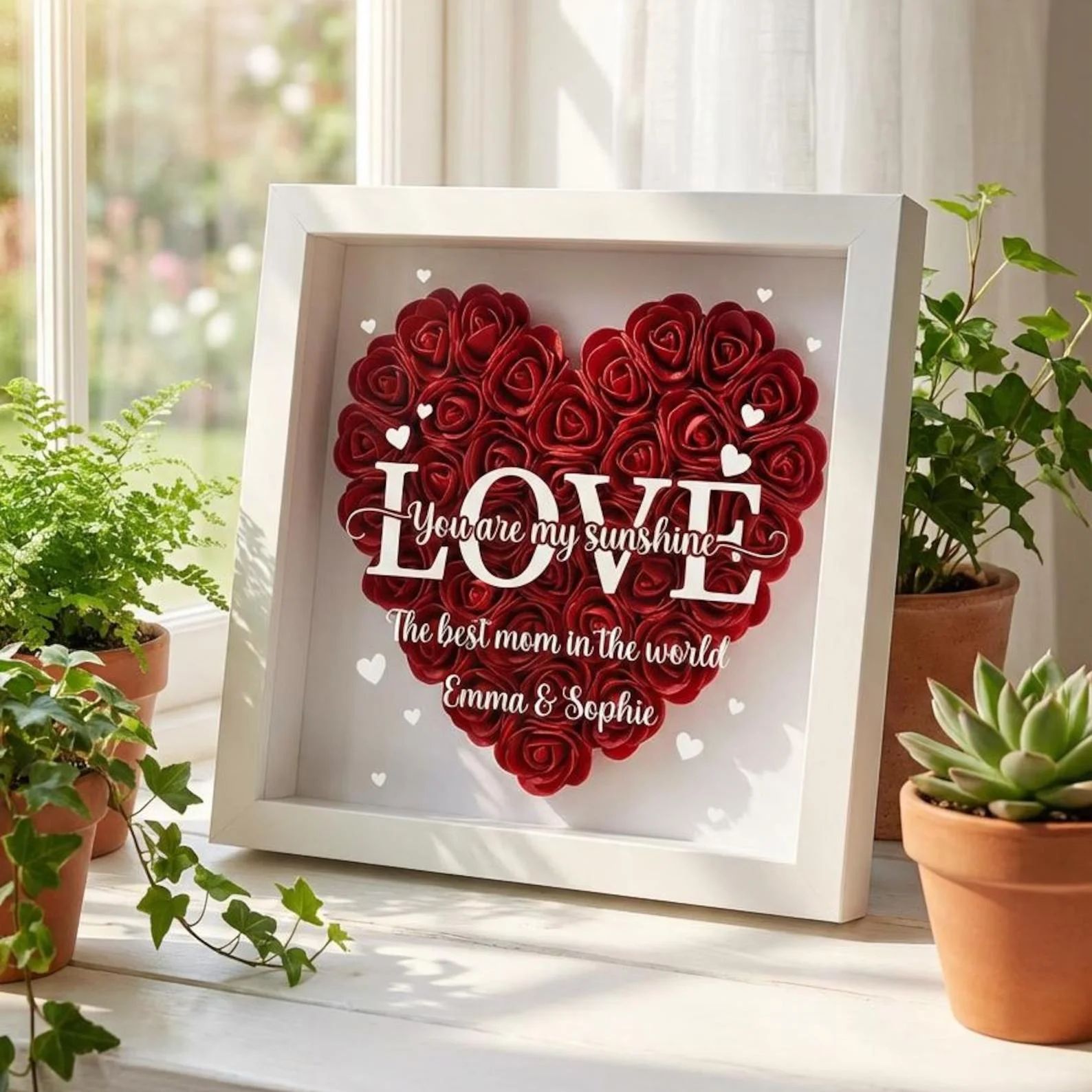 LOVE Best Mom Ever – Personalised Flower Shadow Box with Names