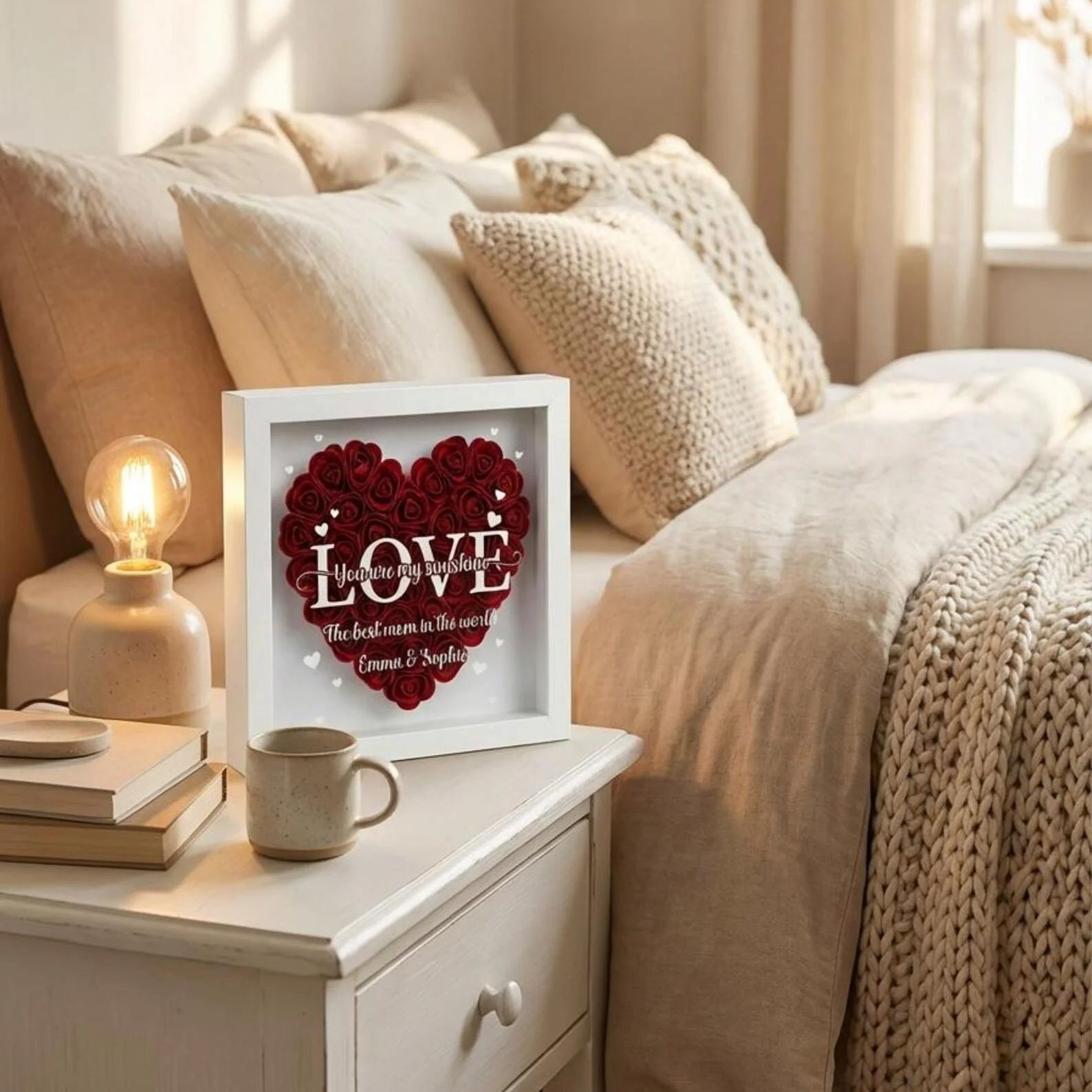 LOVE Best Mom Ever – Personalised Flower Shadow Box with Names
