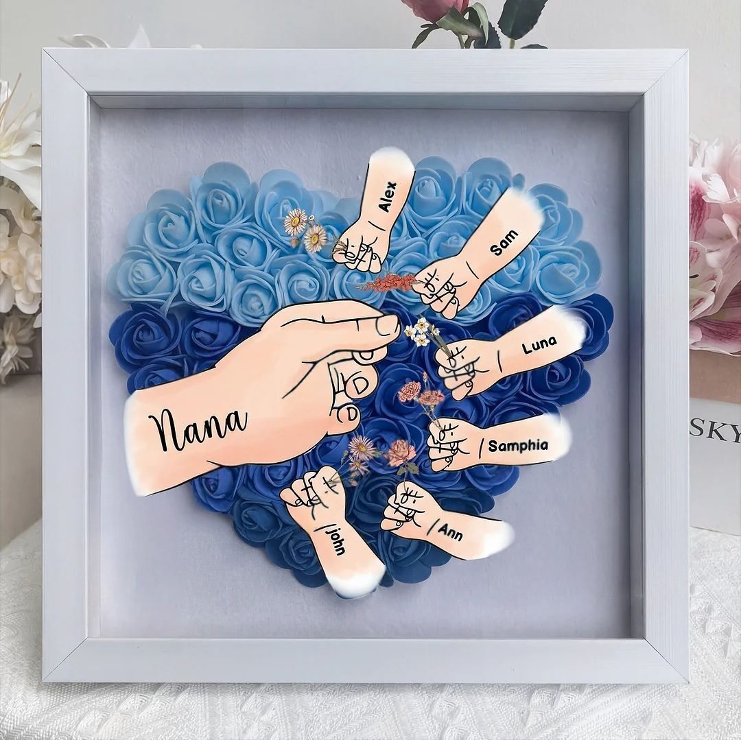 Personalized Birth Flower & Name Shadow Box — Exclusive "Hand-in-Hand" Family Keepsake Frame: A Perfect Mother's Day Gift