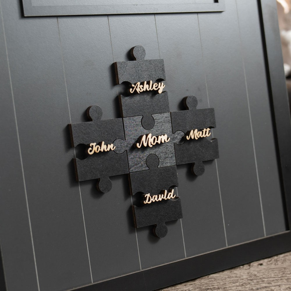 Personalized 3D Name Puzzle Sign — "Mom, You Are the Piece That Holds Us All Together" Mother's Day Gift