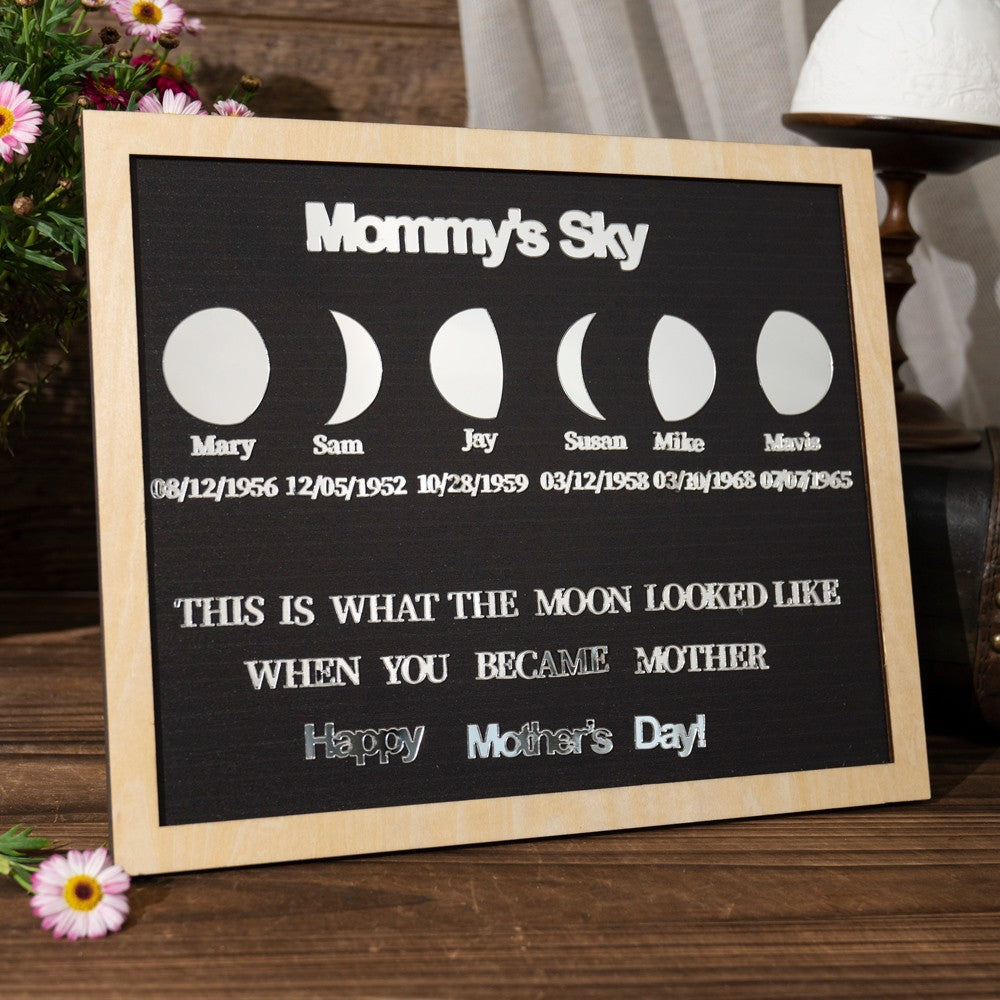 Personalized Mommy's Sky Moon Phase Acrylic Frame Keepsake Gifts For Mom Grandma Mother's Day Gift