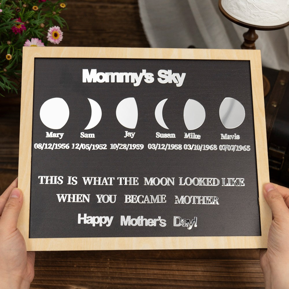 Personalized Mommy's Sky Moon Phase Acrylic Frame Keepsake Gifts For Mom Grandma Mother's Day Gift