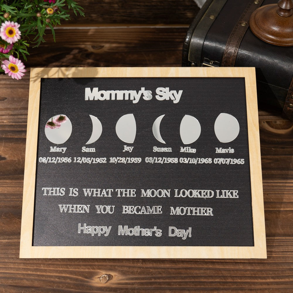 Personalized Mommy's Sky Moon Phase Acrylic Frame Keepsake Gifts For Mom Grandma Mother's Day Gift