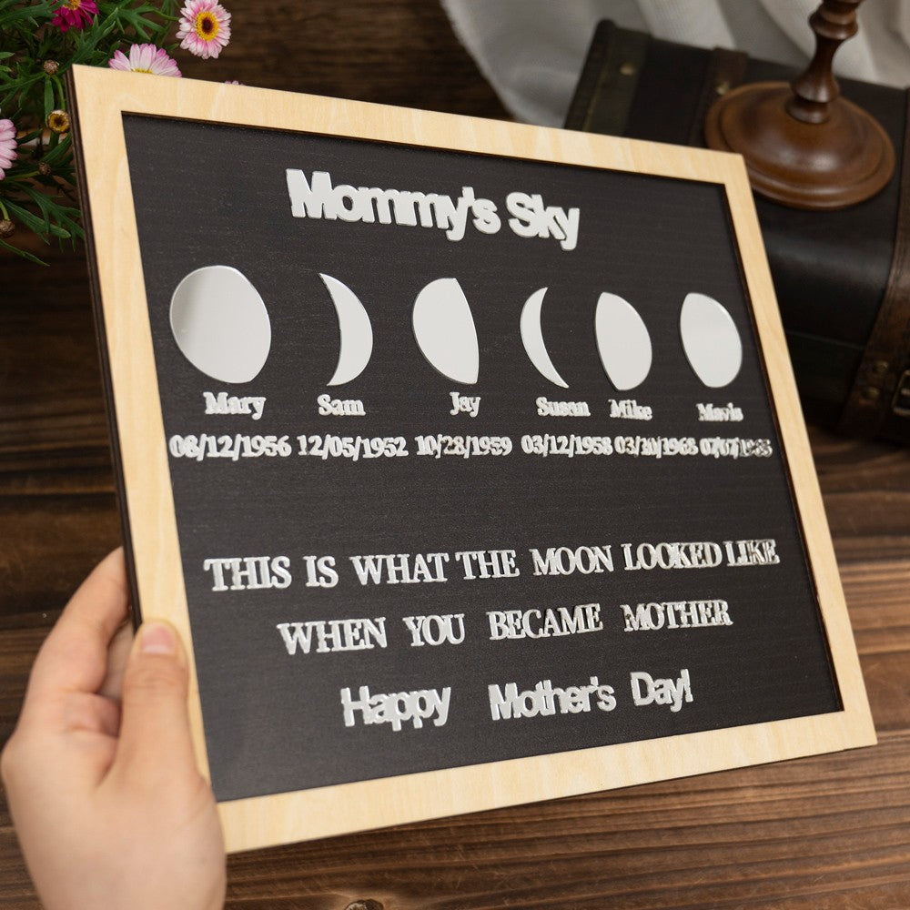 Personalized Mommy's Sky Moon Phase Acrylic Frame Keepsake Gifts For Mom Grandma Mother's Day Gift