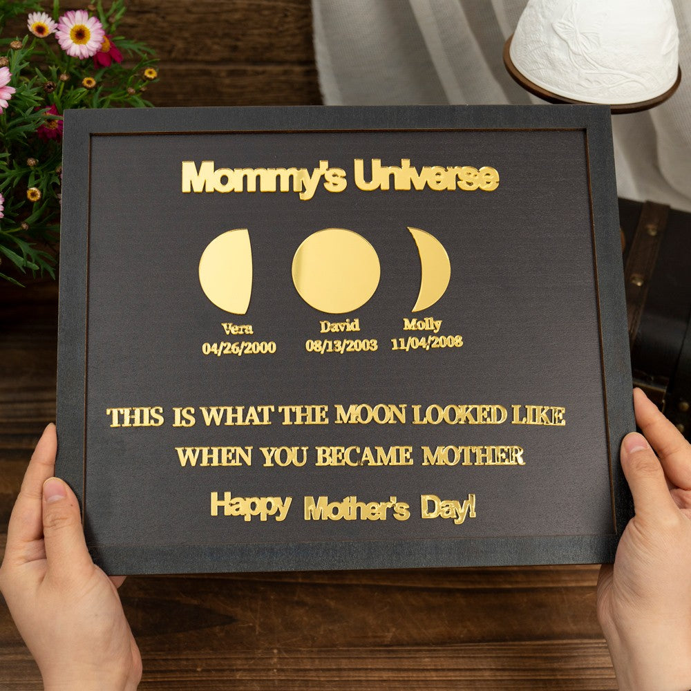 Personalized Mommy's Sky Moon Phase Acrylic Frame Keepsake Gifts For Mom Grandma Mother's Day Gift