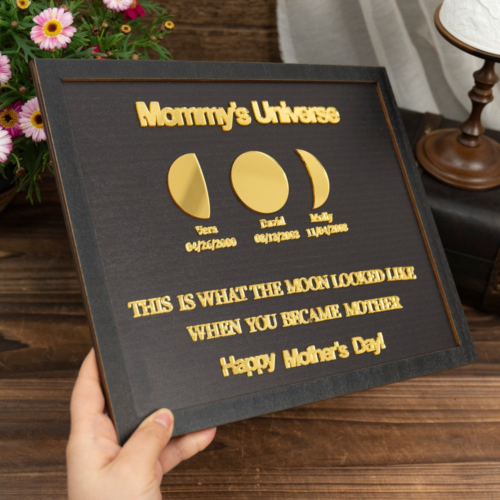 Personalized Mommy's Sky Moon Phase Acrylic Frame Keepsake Gifts For Mom Grandma Mother's Day Gift
