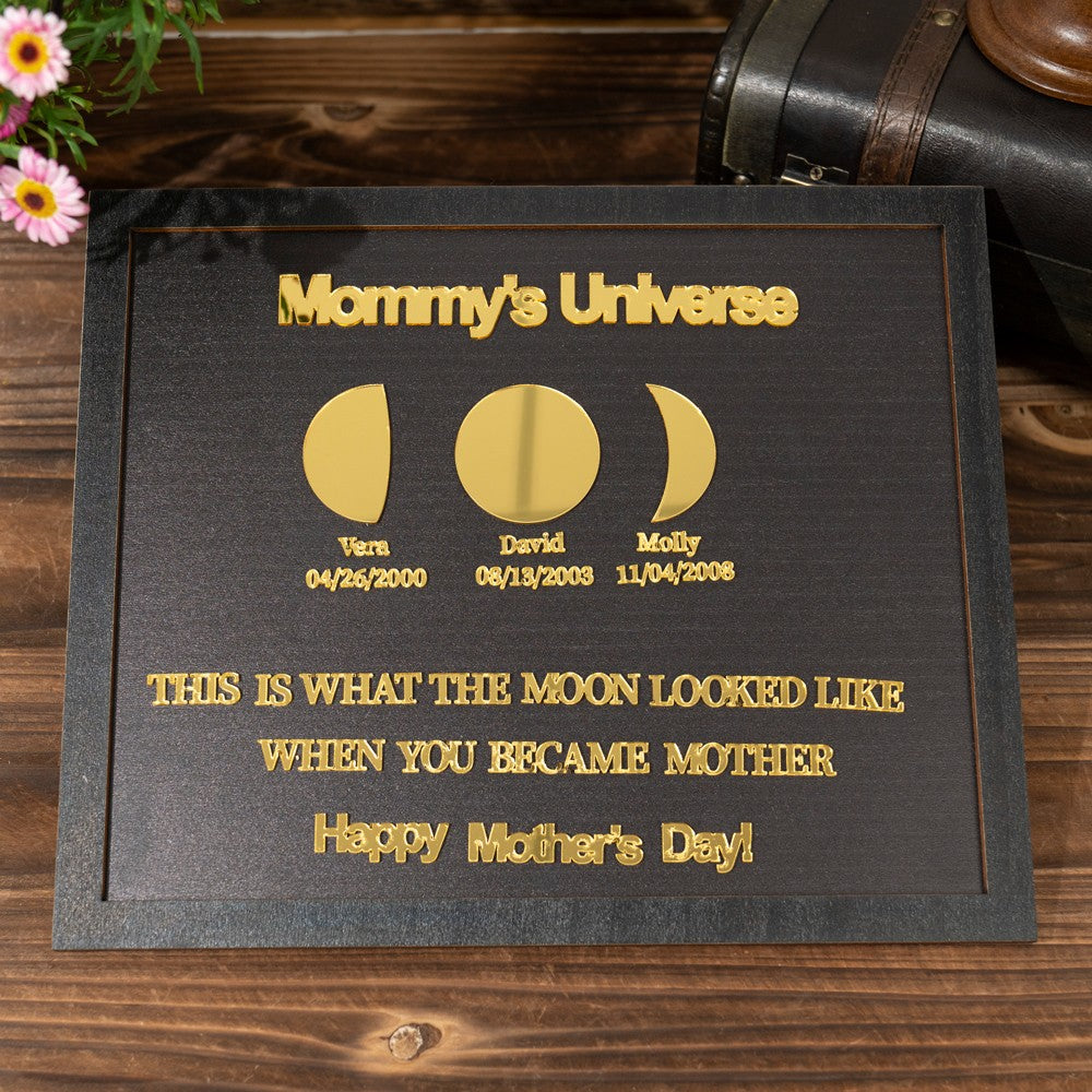 Personalized Mommy's Sky Moon Phase Acrylic Frame Keepsake Gifts For Mom Grandma Mother's Day Gift