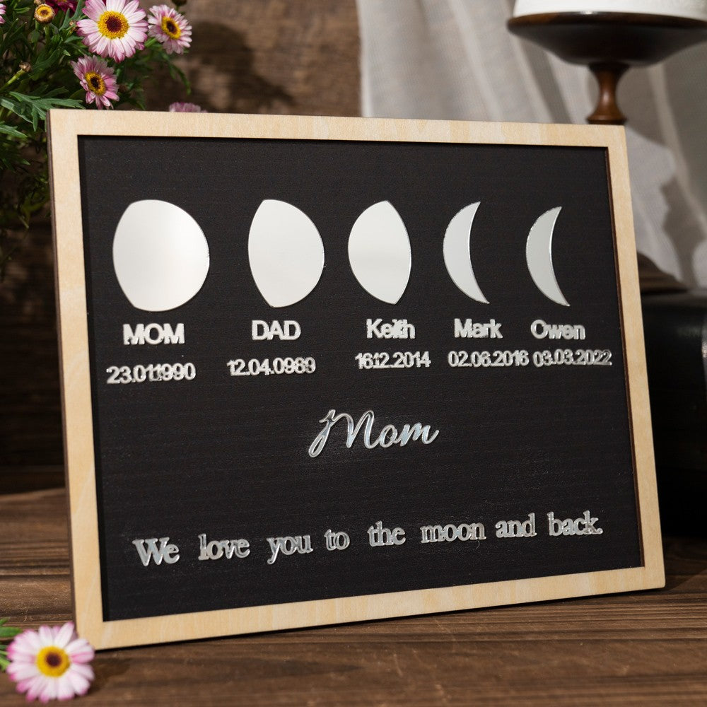 Personalized Moon Phase Acrylic Wood Frame Family Keepsake Gifts Mother's Day Gift