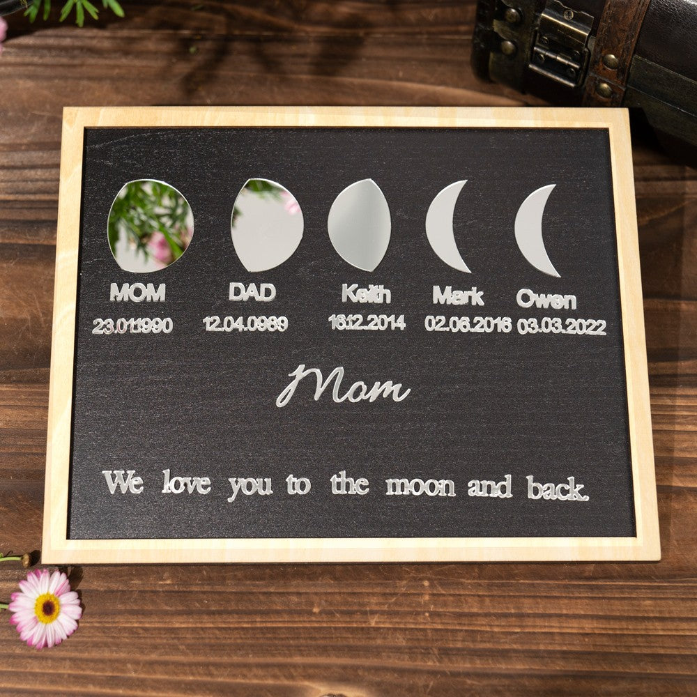 Personalized Moon Phase Acrylic Wood Frame Family Keepsake Gifts Mother's Day Gift